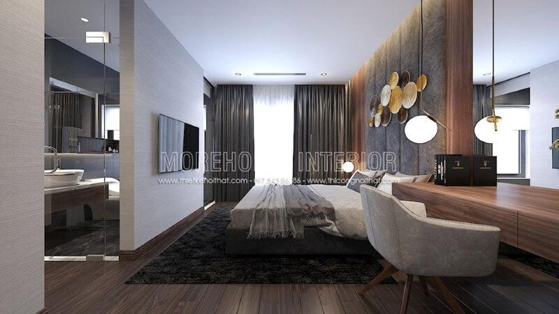 Chúng tôi sẽ sắp đặt nội thất phòng ngủ master theo phong cách hiện đại và đẹp để tạo nên một không gian khép kín.